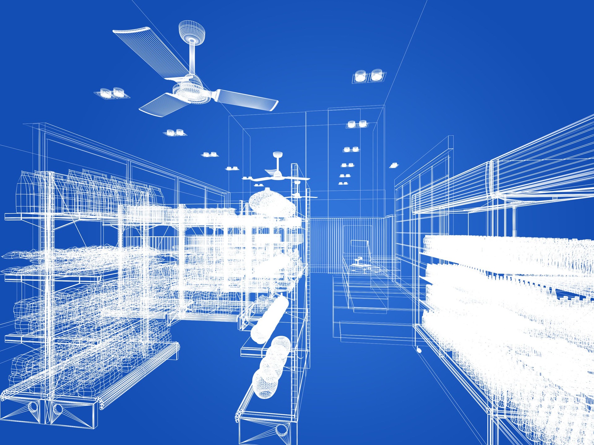 sketch design of supermarket ,3d  rendering